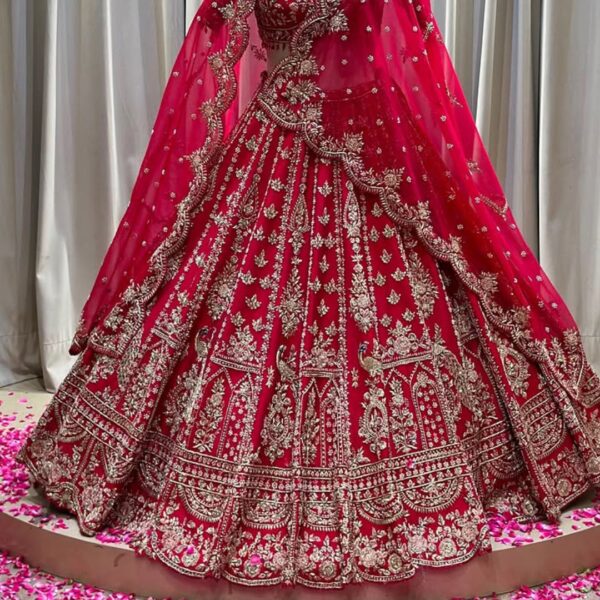 bridal hand embroidery lehnga