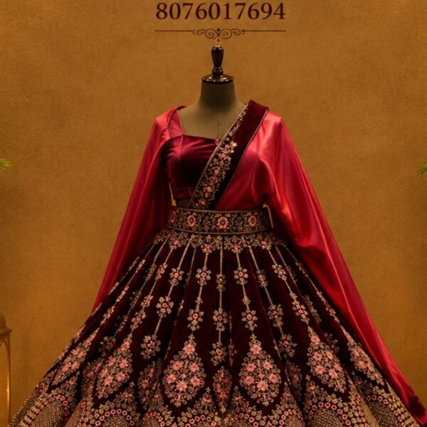 bridal lehnga with deep maroon color