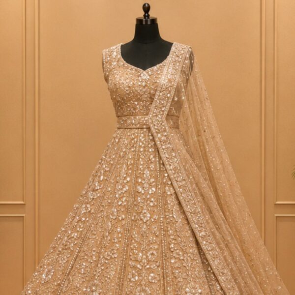 golden color lehnga .