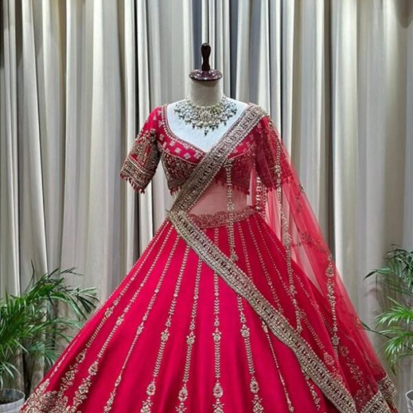 silk febric lehnga